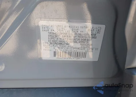 2021 Nissan Kicks Sv Xtronic Cvt из США, поврежденный, VIN 3N1CP5CV9ML471847